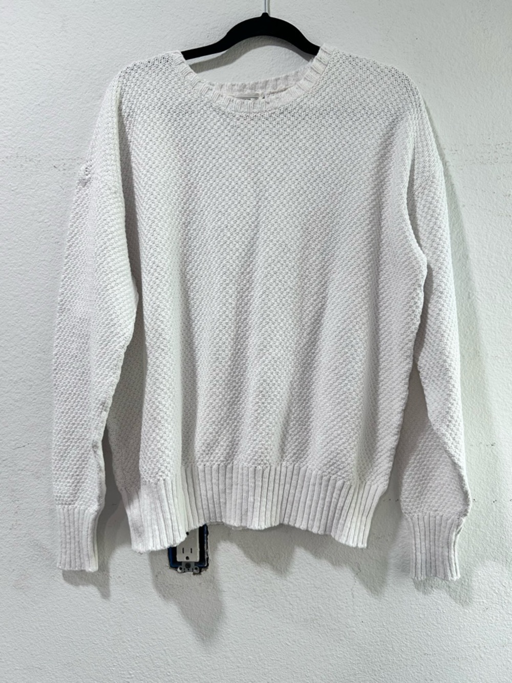 J. Peterman White Textured Crewneck Sweater